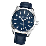 Stuhrling 3953L 2 Symphony Quartz Date Blue Leather Strap Mens Watch