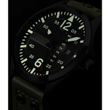 Stuhrling 3916 3 Aviator Day Date Green Leather Strap Mens Watch