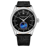 Stuhrling Original 897 02 Celestia Moon Phase Black Leather Strap Watch