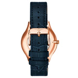 Stuhrling 3985 5 Symphony Crystal Accented Blue Genuine Leather Womens Watch