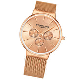 Stuhrling 3931 4 Monaco Day Date Multi Function Mesh Bracelet Mens Watch