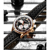 Stuhrling Original 934 03 Tachymeter Date Quartz Black Leather Mens Watch