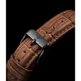 Stuhrling 3997 5 Quartz Date Brown Embossed Leather Strap Mens Watch