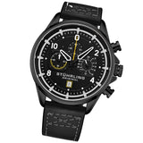 Stuhrling Original 929 05 Chronograph Date Quartz Black Leather Mens Watch