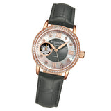 Stuhrling 3952 3 Legacy Automatic Skeleton Crystal Accented Leather Womens Watch