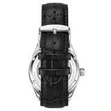Stuhrling 943A 01 Dual Time AM PM Automatic Skeleton Black Leather Mens Watch