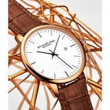 Stuhrling 3997 7 Quartz Date Brown Embossed Leather Strap Mens Watch