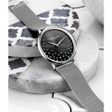 Stuhrling Original 3928 3 Quartz Crystal Accented Mesh Bracelet Womens Watch