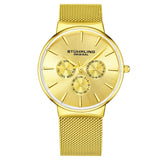 Stuhrling 3931 3 Monaco Day Date Multi Function Mesh Bracelet Mens Watch