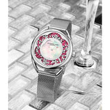 Stuhrling 995M 01 Lily Mother of Pearl Crystal Accented Flower Womens Watch