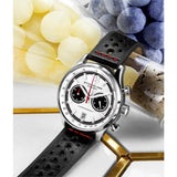 Stuhrling 933 01 Tachymeter Date Black Leather Strap Quartz Mens Watch