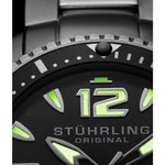 Stuhrling 842.02 842 02  Quartz Regatta Aquadiver Date Black Mens Watch