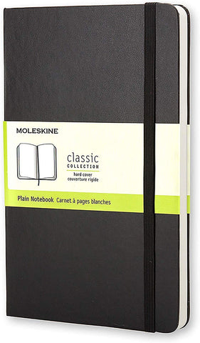 Moleskine Classic Notebook, Hard Cover, Large (5" x 8.25") Plain/Blank, Black, 240 Pages