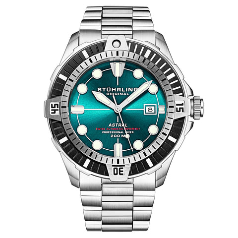 Stuhrling 1005 03 Astral  Automatic Date Green Dial Stainless Steel Mens Watch