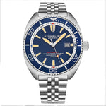 Stuhrling 1008 01  Automatic Depthmaster Diver Blue Dial Date Mens Watch