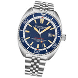 Stuhrling 1008 01  Automatic Depthmaster Diver Blue Dial Date Mens Watch