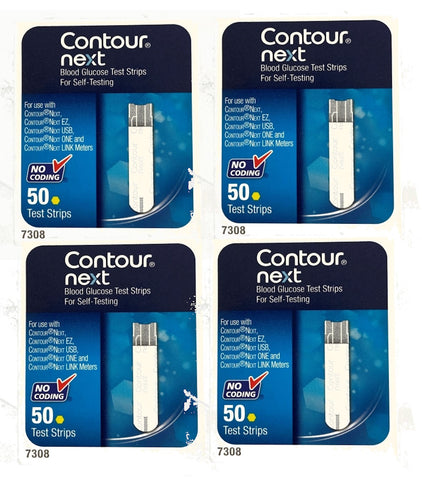 200 Contour Next Blood Glucose Test Strips For Self Testing 50 Test Strips Each Box Sealed Exp 2023+