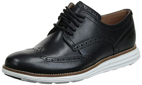 Cole Haan Men's C26469 Original Grand Shortwing Oxford Shoe, black leather/white, 8.5 W US
