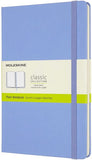 Moleskine Classic Notebook, Hard Cover, Large (5" x 8.25") Plain/Blank, Hydrangea Blue, 240 Pages