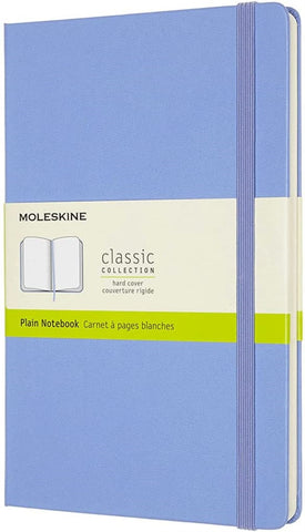 Moleskine Classic Notebook, Hard Cover, Large (5" x 8.25") Plain/Blank, Hydrangea Blue, 240 Pages