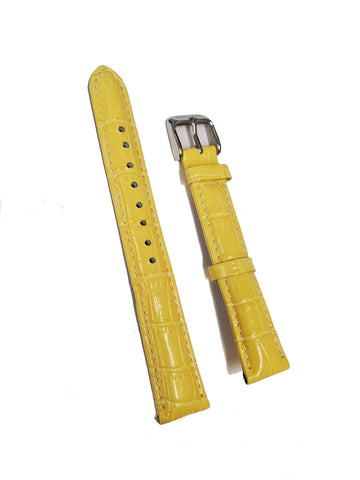 Brizo 16mm Yellow Crocodile Style Genuine Leather Silver-tone Stainless Steel Buckle Strap