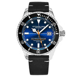 Stuhrling 883HL 06 Depthmaster Automatic Diver Black Leather Date Mens Watch
