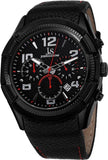 Joshua & Sons JS69RD Chronograph Date GMT Leather Strap Red Accented Mens Watch