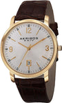 Akribos XXIV AK780YG Swiss Quartz Date Brown Leather Strap Goldtone Mens Watch