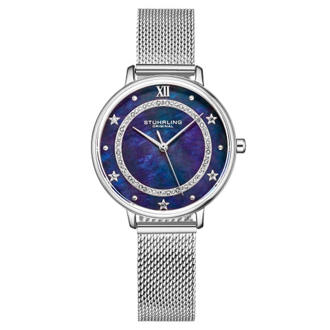 Stuhrling 3993 3 Mother of Pearl Crystal Accented Stainless Steel Womens Watch