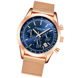 Stuhrling 3975 8 Preston Monaco Quartz Chronograph Date Rose Tone Mens Watch
