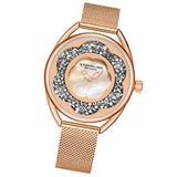 Stuhrling 995M 05 Lily Mother of Pearl Crystal Accented Flower Womens Watch