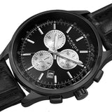 Akribos XXIV AK863BK Chronograph Tachymeter Date Leather Strap Black Mens Watch