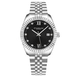 Stuhrling Original 4024 3 Classic Stainless Steel Date Black Dial Womens Watch