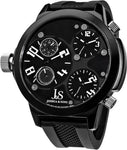 Joshua & Sons JS-40-WT Swiss Quartz Triple Time Zone Silicone Strap Mens Watch