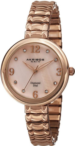Akribos XXIV AK765RG Diamond and Numeral Markers MOP Dial Rosetone Womens Watch