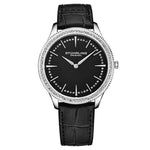 Stuhrling 3985 3 Symphony Crystal Accented Black Genuine Leather Womens Watch