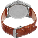 Akribos XXIV AK725BR GMT Day Date Leather Strap Silver-tone Brown Men's Watch