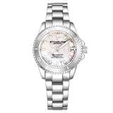 Stuhrling 3950L 1 White Mother of Pearl Date Stainless Steel Womens Watch