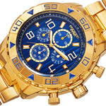 Akribos XXIV Men's AK814YGBU Chronograph Quartz Movement Watch with Blue Dial and Yellow Gold Bracelet