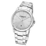 Stuhrling 3970 3 Symphony Silver Argyle Date Stainless Steel Mens Watch