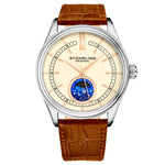 Stuhrling Original 897 03 Celestia Moon Phase Brown Leather Strap Watch