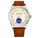 Stuhrling Original 897 03 Celestia Moon Phase Brown Leather Strap Watch
