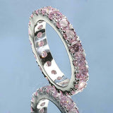 Wholesale Lot 3 Pc Dazzling Pink Topaz CZ Sterling Silver Eternity Band Ring