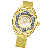 Stuhrling 995M 04 Lily Mother of Pearl Crystal Accented Flower Womens Watch
