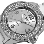 Akribos XXIV AK600SS Diamond Dial Crystal Bezel Silvertone Womens Watch Set