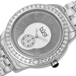 Burgi BUR106SS Swiss Quartz Seconds Subdial Crystal Bezel Silver Womens Watch