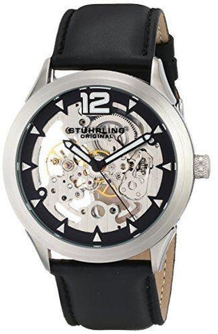 Stuhrling Original 671 01 Legacy Mechanical Skeleton Black Leather Mens Watch