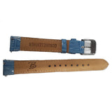 Brizo 16mm Blue Crocodile Style Genuine Leather Silver-tone Stainless Steel Buckle Strap
