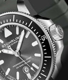 Stuhrling 935 03 Pro Sport Diver Maritimer Grey Rubber Strap Grey Dial Mens Watch