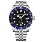 Stuhrling 4045 2 Automatic Depthmaster Date Blue Stainless Steel Mens Watch